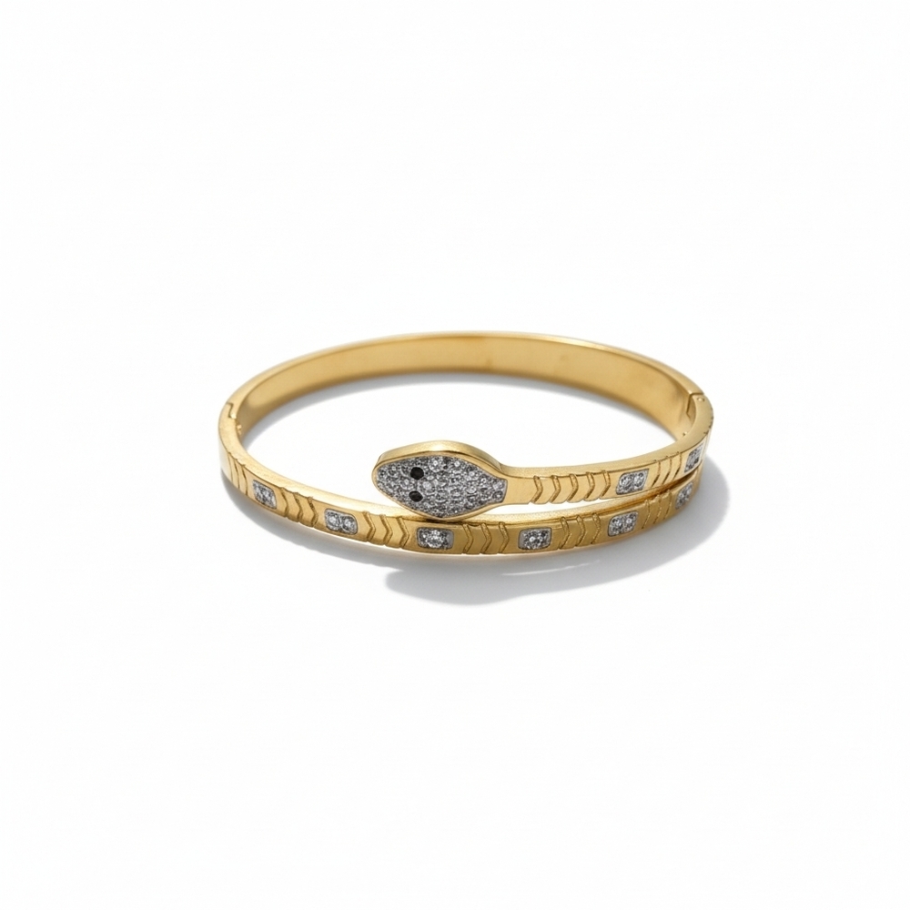 Elegant Gold Snake Bracelet with Crystals